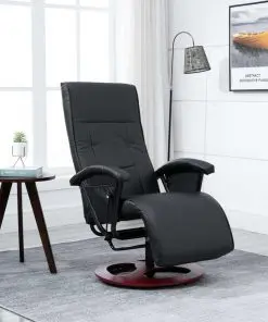 vidaXL Swivel TV Armchair Black Faux Leather vidaXL Swivel TV Armchair Black Faux Leather