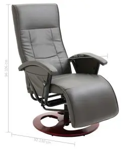 vidaXL Swivel TV Armchair Grey Faux Leather