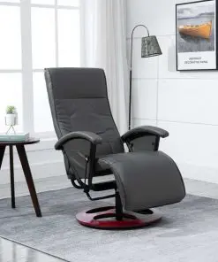 vidaXL Swivel TV Armchair Grey Faux Leather vidaXL Swivel TV Armchair Grey Faux Leather
