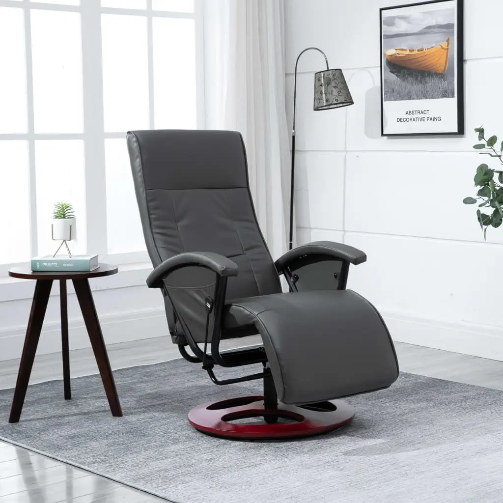 vidaXL Swivel TV Armchair Grey Faux Leather