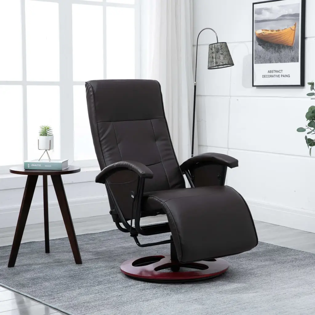 vidaXL Swivel TV Armchair Brown Faux Leather