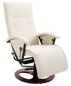 vidaXL Swivel TV Armchair Cream Faux Leather