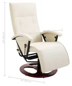 vidaXL Swivel TV Armchair Cream Faux Leather