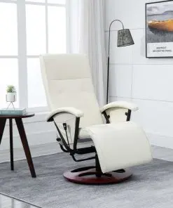 vidaXL Swivel TV Armchair Cream Faux Leather vidaXL Swivel TV Armchair Cream Faux Leather