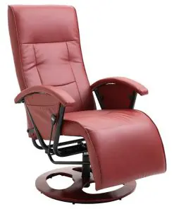 vidaXL Swivel TV Armchair Wine Red Faux Leather