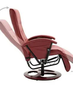 vidaXL Swivel TV Armchair Wine Red Faux Leather