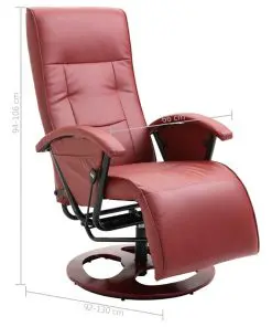 vidaXL Swivel TV Armchair Wine Red Faux Leather