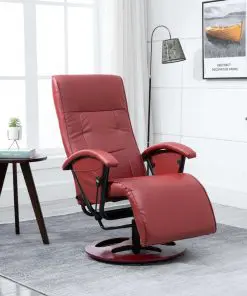 vidaXL Swivel TV Armchair Wine Red Faux Leather vidaXL Swivel TV Armchair Wine Red Faux Leather