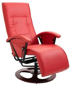 vidaXL Swivel TV Armchair Red Faux Leather