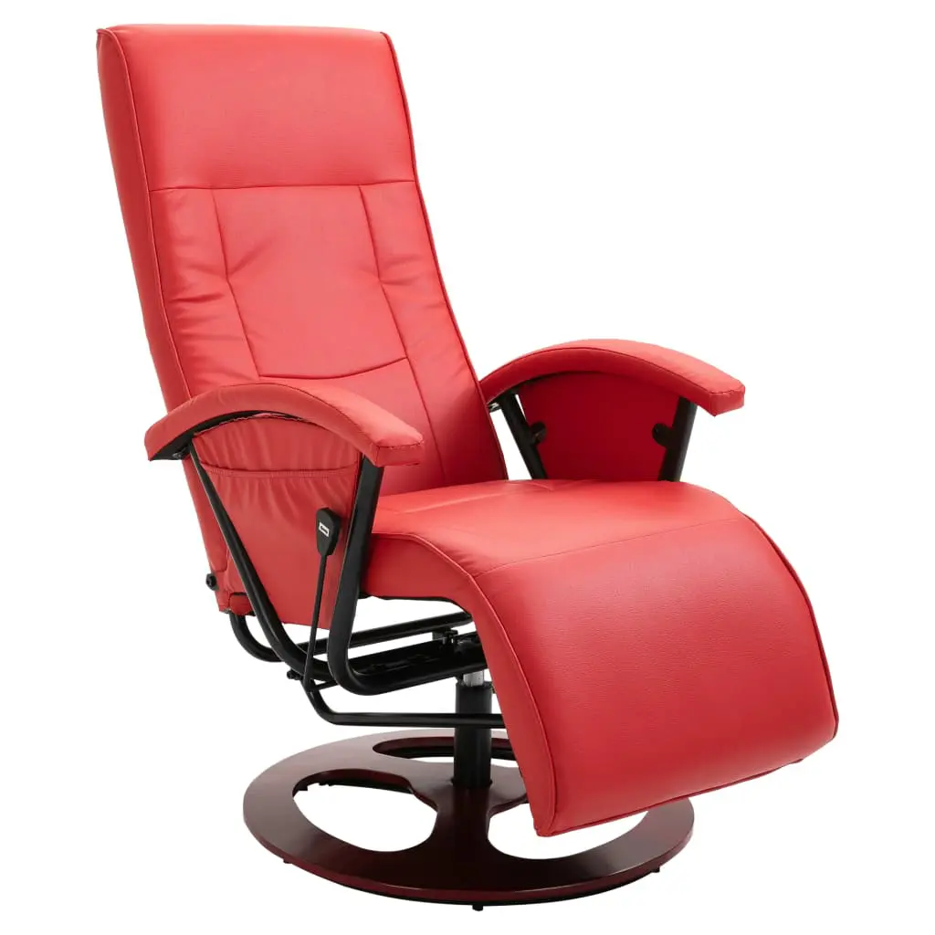 vidaXL Swivel TV Armchair Red Faux Leather