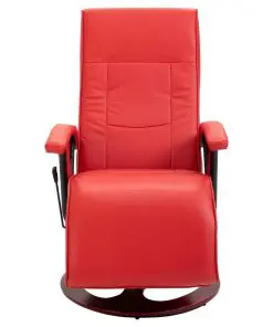 vidaXL Swivel TV Armchair Red Faux Leather