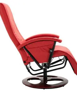vidaXL Swivel TV Armchair Red Faux Leather