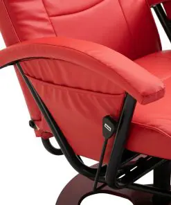 vidaXL Swivel TV Armchair Red Faux Leather