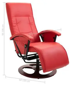 vidaXL Swivel TV Armchair Red Faux Leather