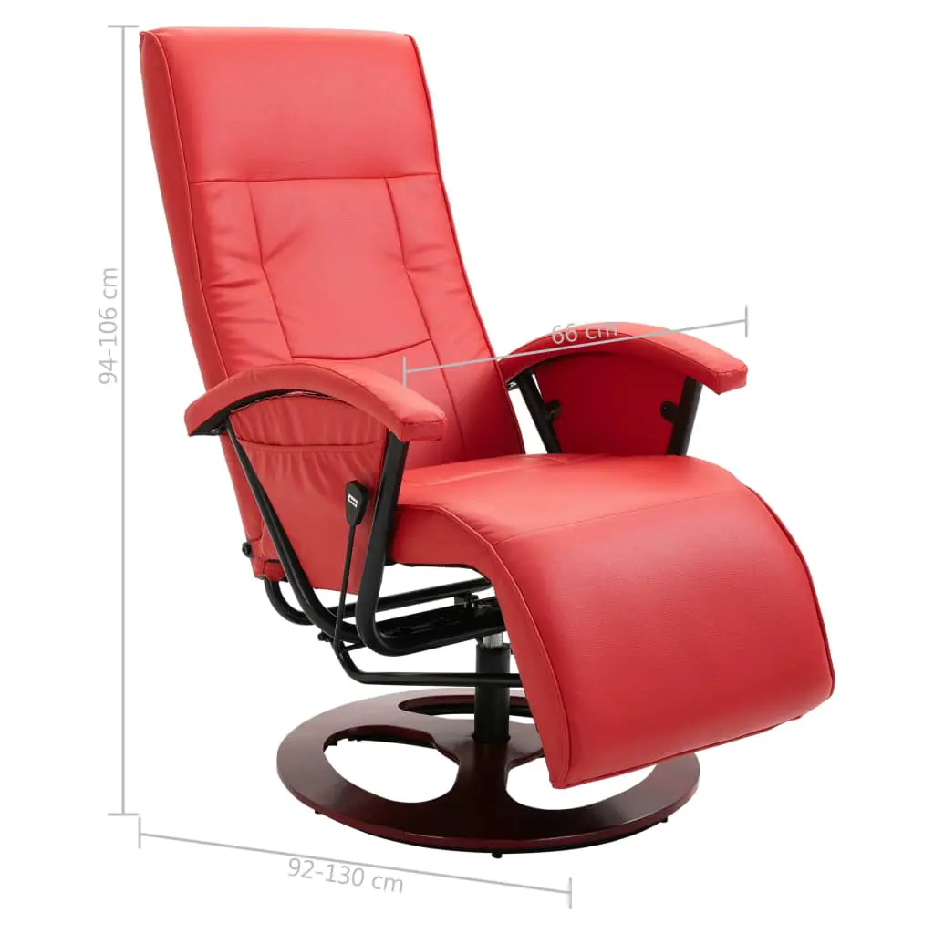 vidaXL Swivel TV Armchair Red Faux Leather