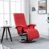 vidaXL Swivel TV Armchair Red Faux Leather