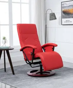 vidaXL Swivel TV Armchair Red Faux Leather vidaXL Swivel TV Armchair Red Faux Leather