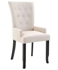 vidaXL Dining Chair with Armrests Beige Fabric