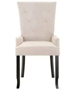 vidaXL Dining Chair with Armrests Beige Fabric