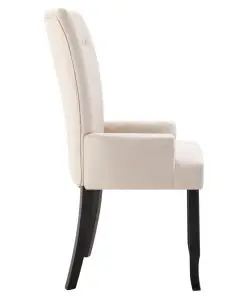 vidaXL Dining Chair with Armrests Beige Fabric