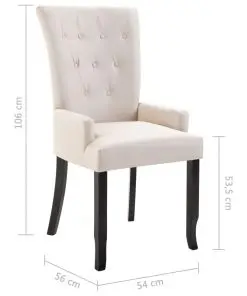 vidaXL Dining Chair with Armrests Beige Fabric