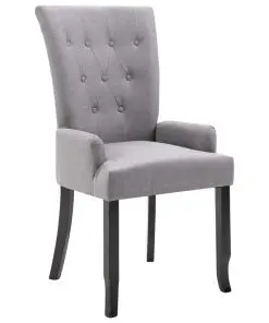 vidaXL Dining Chair with Armrests Light Grey Fabric