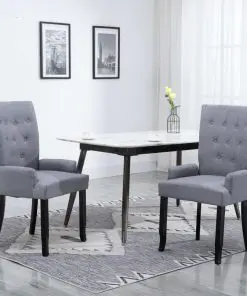 vidaXL Dining Chair with Armrests Light Grey Fabric