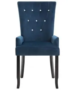 vidaXL Dining Chair with Armrests Dark Blue Velvet