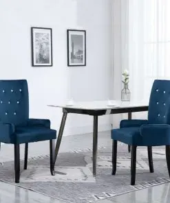 vidaXL Dining Chair with Armrests Dark Blue Velvet
