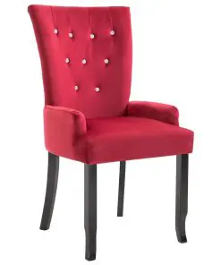 vidaXL Dining Chair with Armrests Red Velvet