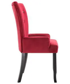 vidaXL Dining Chair with Armrests Red Velvet