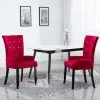 vidaXL Dining Chair with Armrests Red Velvet