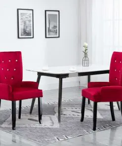 vidaXL Dining Chair with Armrests Red Velvet