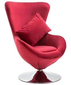 vidaXL Swivel Egg Chair with Cushion Red Velvet vidaXL Swivel Egg Chair with Cushion Red Velvet