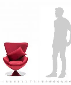 vidaXL Swivel Egg Chair with Cushion Red Velvet