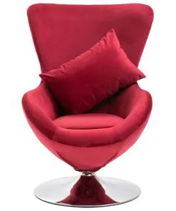 vidaXL Swivel Egg Chair with Cushion Red Velvet