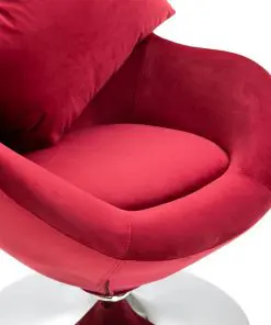 vidaXL Swivel Egg Chair with Cushion Red Velvet
