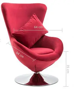 vidaXL Swivel Egg Chair with Cushion Red Velvet