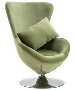 vidaXL Swivel Egg Chair with Cushion Light Green Velvet vidaXL Swivel Egg Chair with Cushion Light Green Velvet