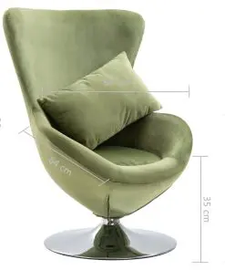 vidaXL Swivel Egg Chair with Cushion Light Green Velvet