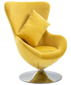 vidaXL Swivel Egg Chair with Cushion Yellow Velvet vidaXL Swivel Egg Chair with Cushion Yellow Velvet