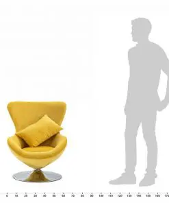 vidaXL Swivel Egg Chair with Cushion Yellow Velvet