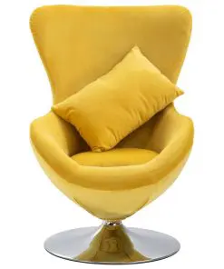 vidaXL Swivel Egg Chair with Cushion Yellow Velvet