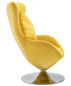 vidaXL Swivel Egg Chair with Cushion Yellow Velvet