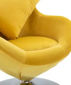vidaXL Swivel Egg Chair with Cushion Yellow Velvet