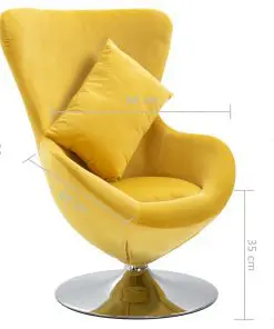 vidaXL Swivel Egg Chair with Cushion Yellow Velvet