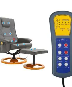 vidaXL Massage Chair with Foot Stool Grey Faux Leather