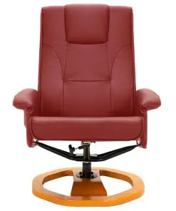 vidaXL Massage Chair with Foot Stool Wine Red Faux Leather