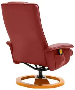 vidaXL Massage Chair with Foot Stool Wine Red Faux Leather