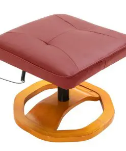 vidaXL Massage Chair with Foot Stool Wine Red Faux Leather